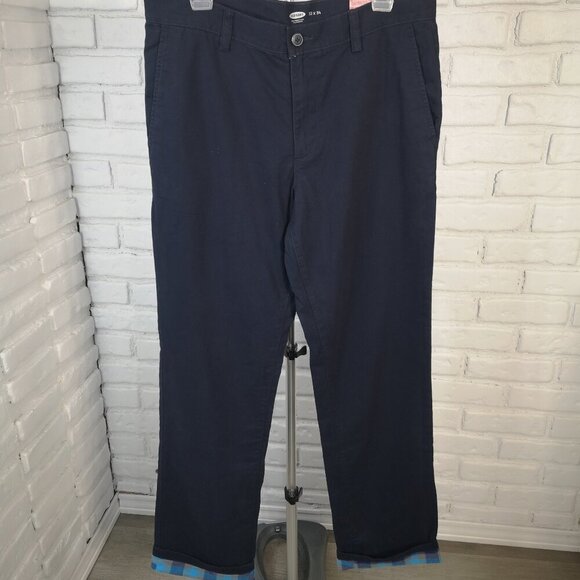 NWT Old Navy Men's Size 32/34 Navy Light Fleece Lined Straight Leg Casual Pants - Picture 1 of 12